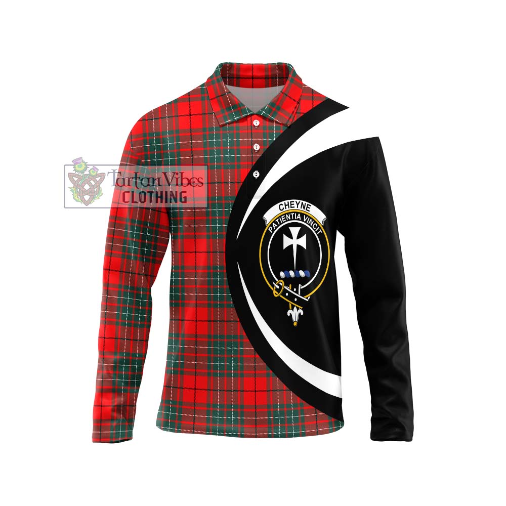 Cheyne Tartan Long Sleeve Polo Shirt with Family Crest Circle Style Unisex - Tartan Vibes Clothing