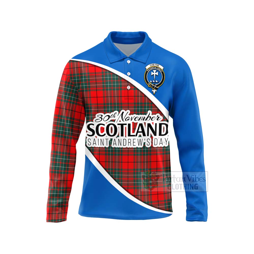 Tartan Vibes Clothing Cheyne Family Crest Tartan Long Sleeve Polo Shirt Celebrate Saint Andrew's Day in Style