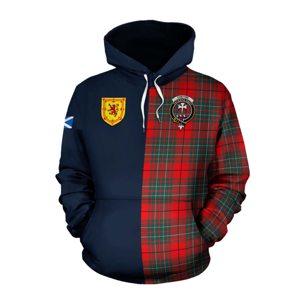 Tartan Vibes Clothing Cheyne Tartan Cotton Hoodie Alba with Scottish Lion Royal Arm Half Style