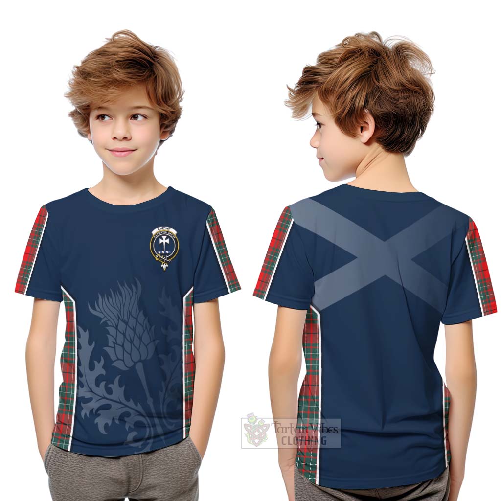 Tartan Vibes Clothing Cheyne Tartan Kid T-Shirt with Family Crest and Scottish Thistle Vibes Sport Style