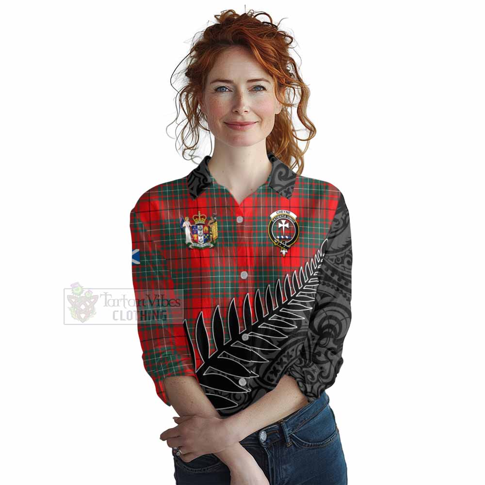 Tartan Vibes Clothing Cheyne Crest Tartan Women's Casual Shirt with New Zealand Silver Fern Half Style