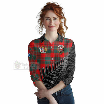 Cheyne Crest Tartan Women's Casual Shirt with New Zealand Silver Fern Half Style