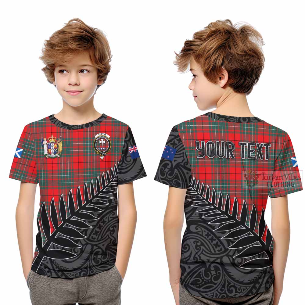 Tartan Vibes Clothing Cheyne Crest Tartan Kid T-Shirt with New Zealand Silver Fern Half Style