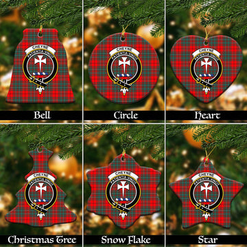 Cheyne Tartan Christmas Ceramic Ornaments with Family Crest