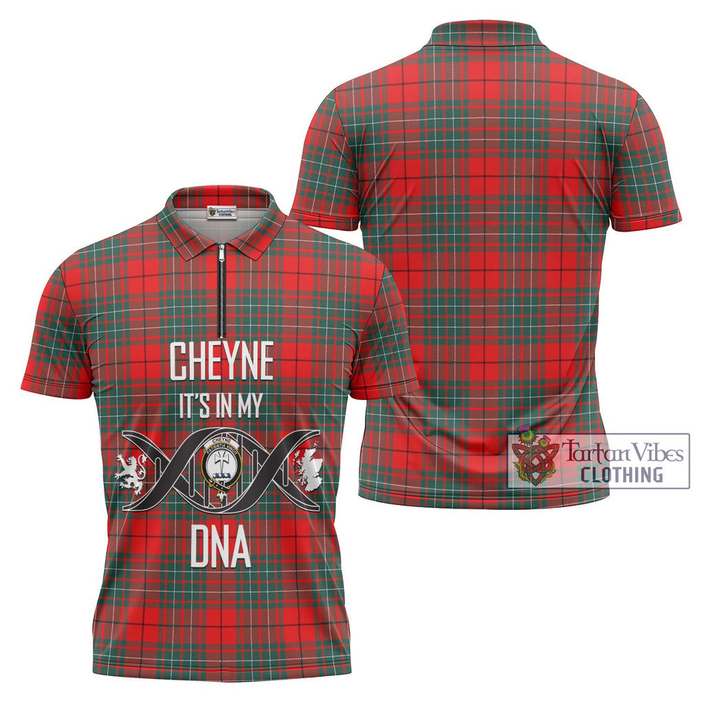 Cheyne Tartan Zipper Polo Shirt with Family Crest DNA In Me Style Unisex - Tartanvibesclothing Shop