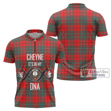 Cheyne Tartan Zipper Polo Shirt with Family Crest DNA In Me Style