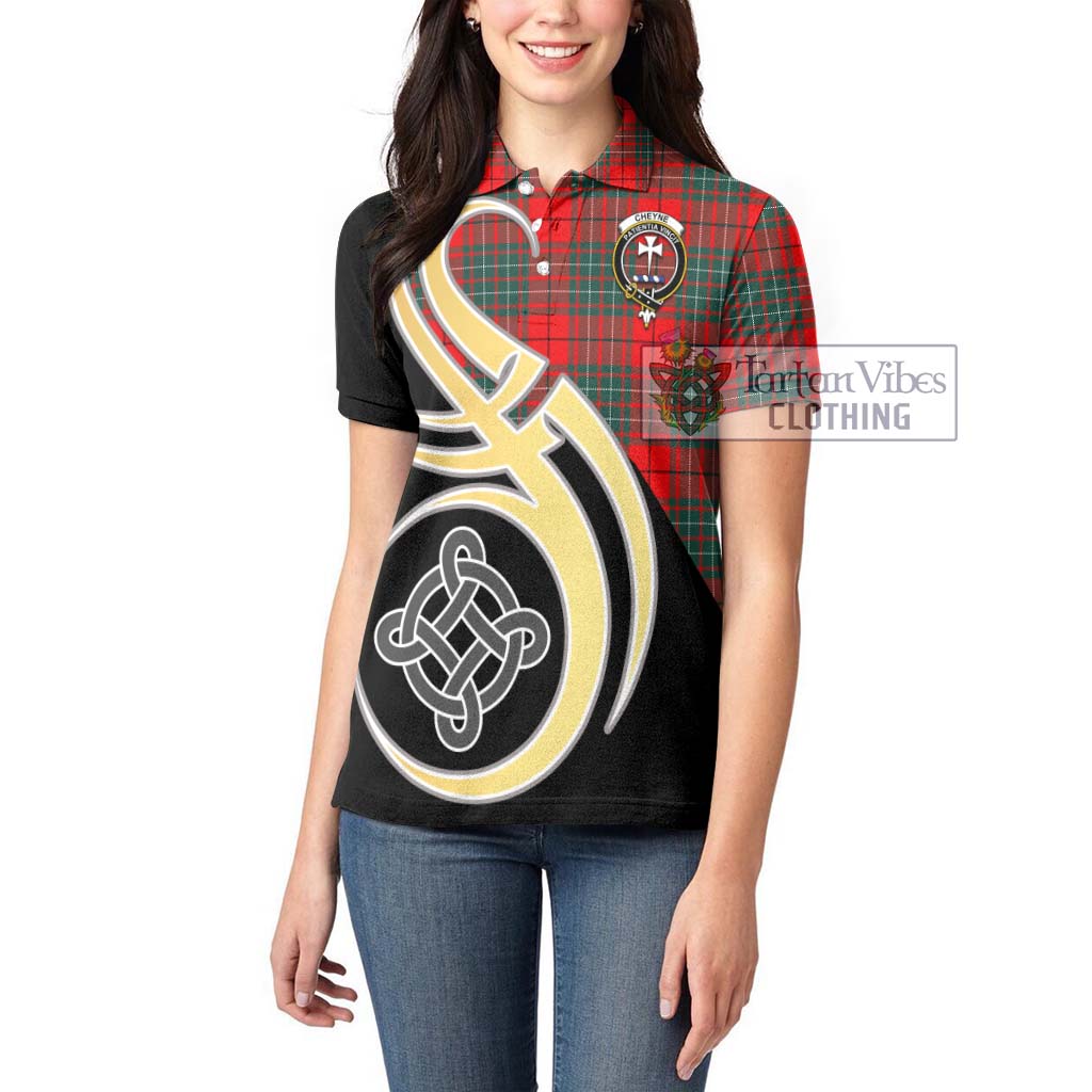 Cheyne Tartan Women's Polo Shirt with Family Crest and Celtic Symbol Style Women - Tartan Vibes Clothing