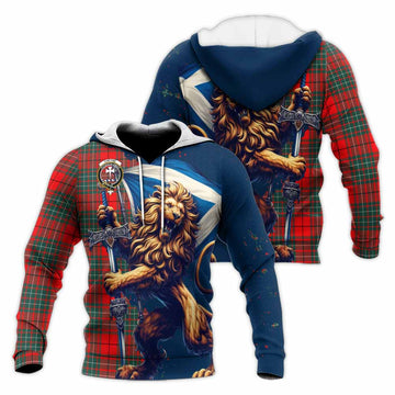 Cheyne Tartan Family Crest Knitted Hoodie with Scottish Majestic Lion