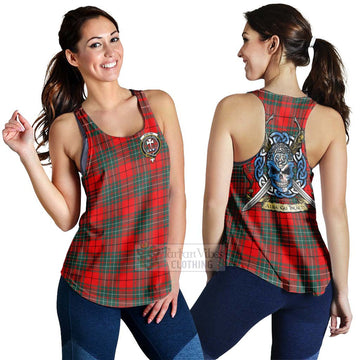 Cheyne Tartan Women's Racerback Tanks with Family Crest Celtic Skull Style