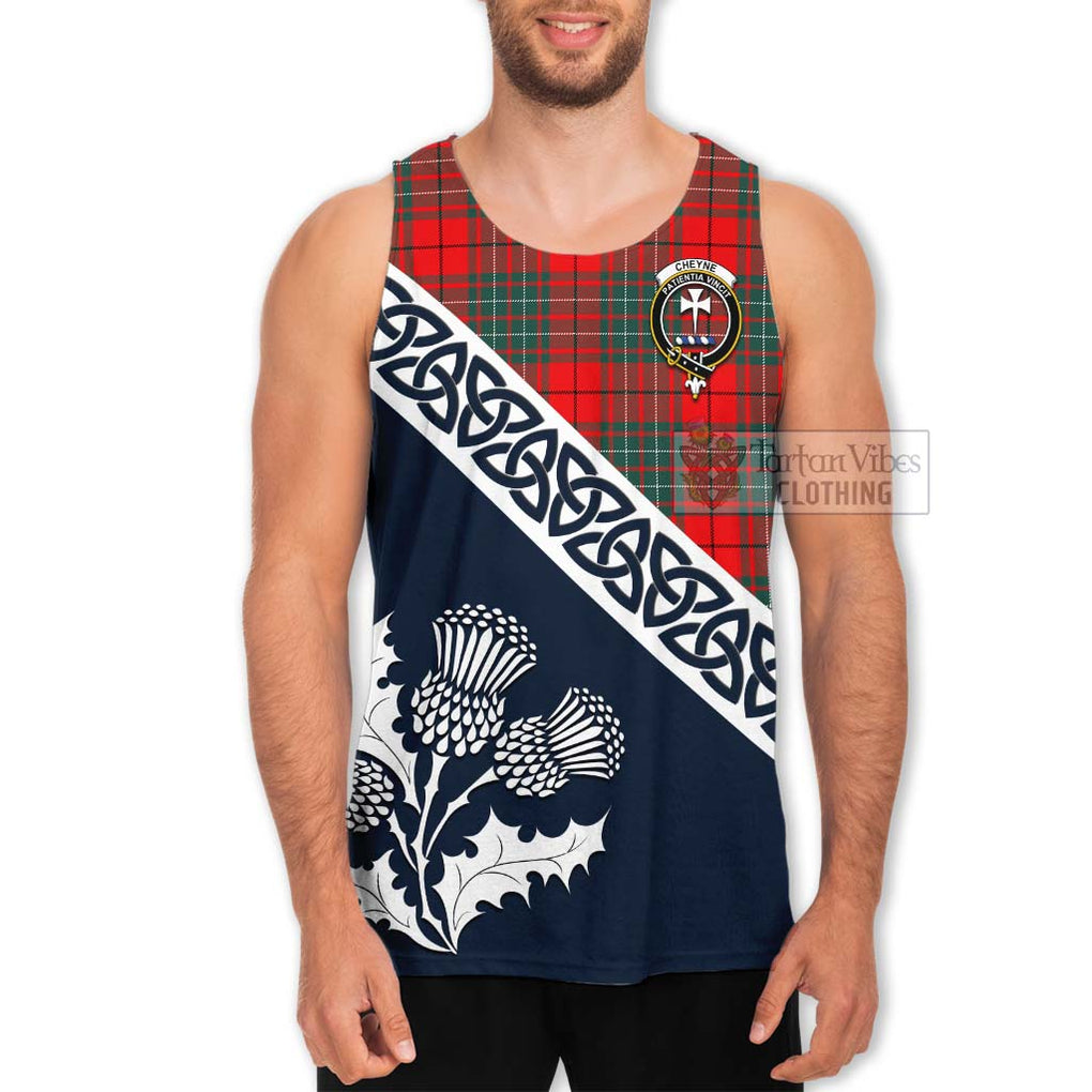 Tartan Vibes Clothing Cheyne Tartan Men's Tank Top Featuring Thistle and Scotland Map