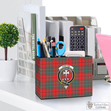 Cheyne Tartan Pen Holder with Family Crest