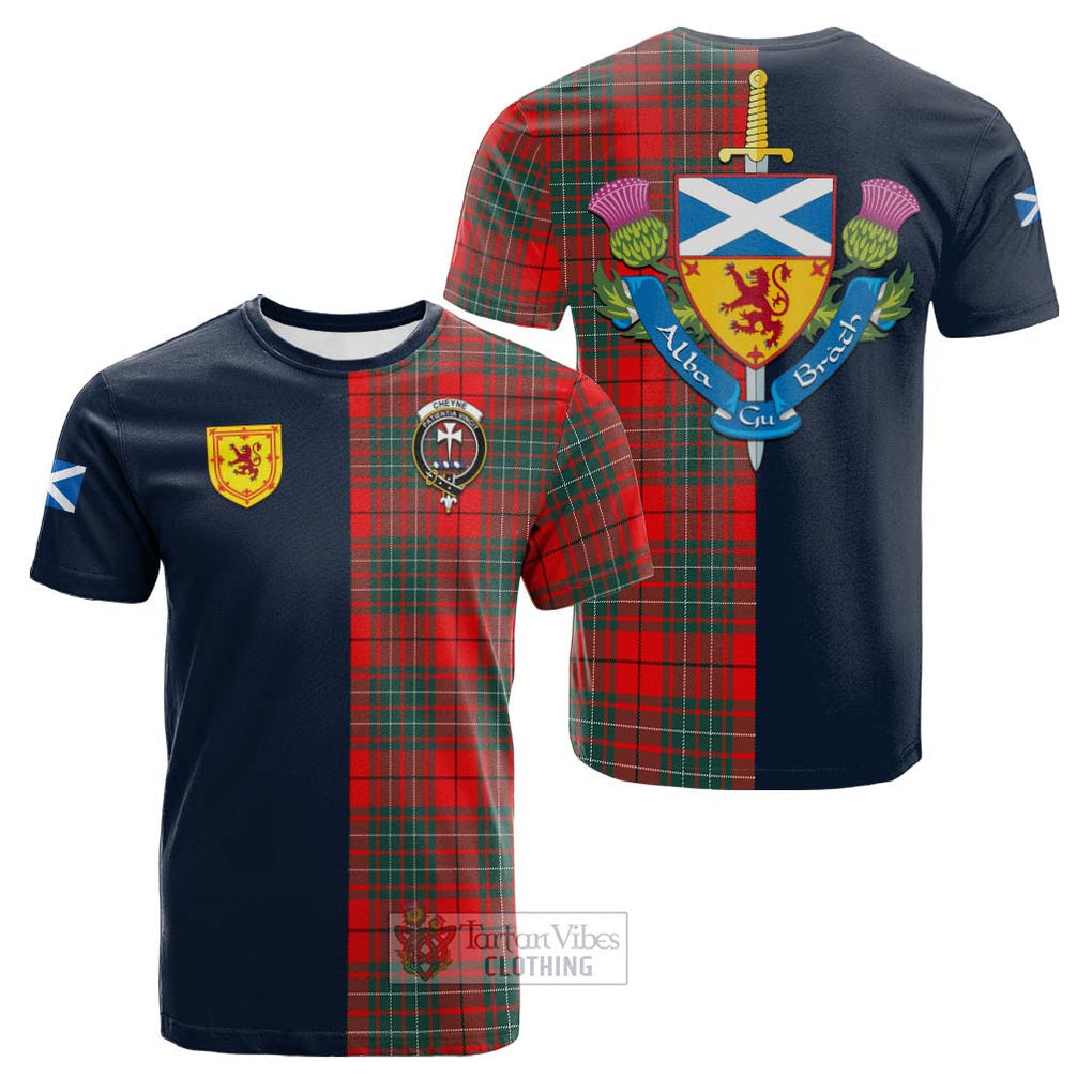 Tartan Vibes Clothing Cheyne Tartan Cotton T-shirt with Scottish Lion Royal Arm Half Style