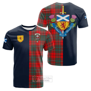 Cheyne Tartan Cotton T-shirt Alba with Scottish Lion Royal Arm Half Style