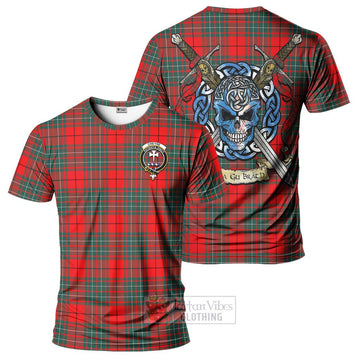 Cheyne Tartan T-Shirt with Family Crest Celtic Skull Style