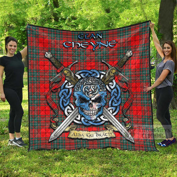 Cheyne Tartan Quilt with Celtic Skull Alba Gu Brath Style