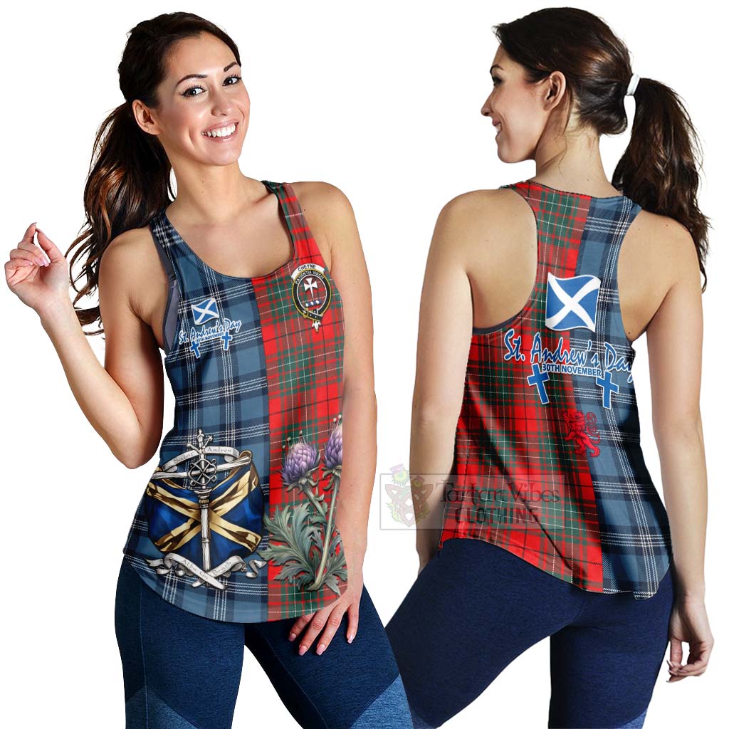 Tartan Vibes Clothing Cheyne Tartan Women's Racerback Tanks Happy St. Andrew's Day Half Tartan Style