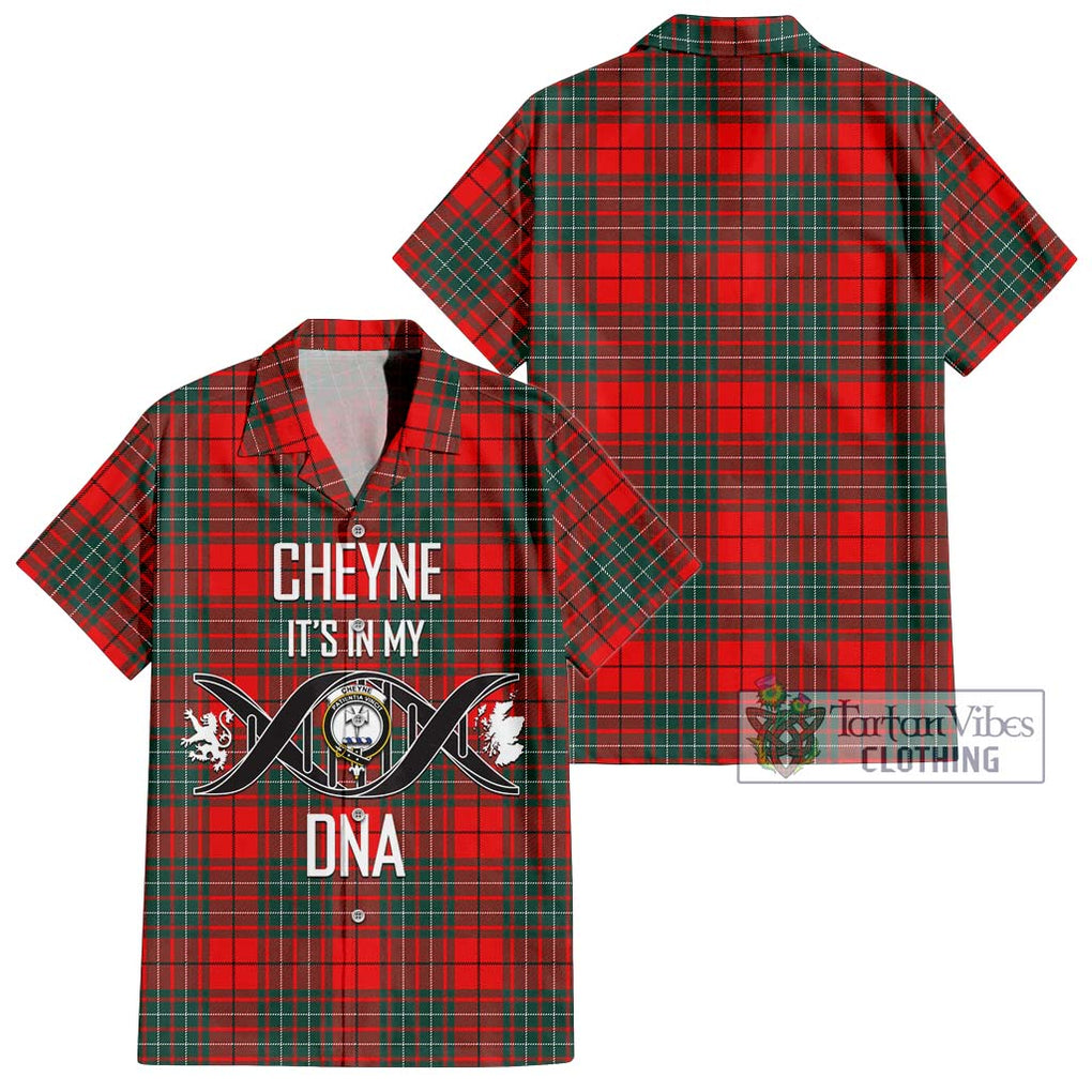 Cheyne Tartan Short Sleeve Button Shirt with Family Crest DNA In Me Style Kid - Tartanvibesclothing Shop