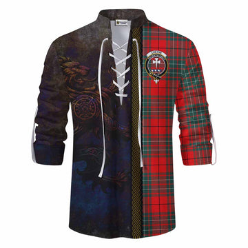 Cheyne Tartan Family Crest Ghillie Kilt Shirt Alba Gu Brath Be Brave Lion Ancient Style Men - Tartan Vibes Clothing