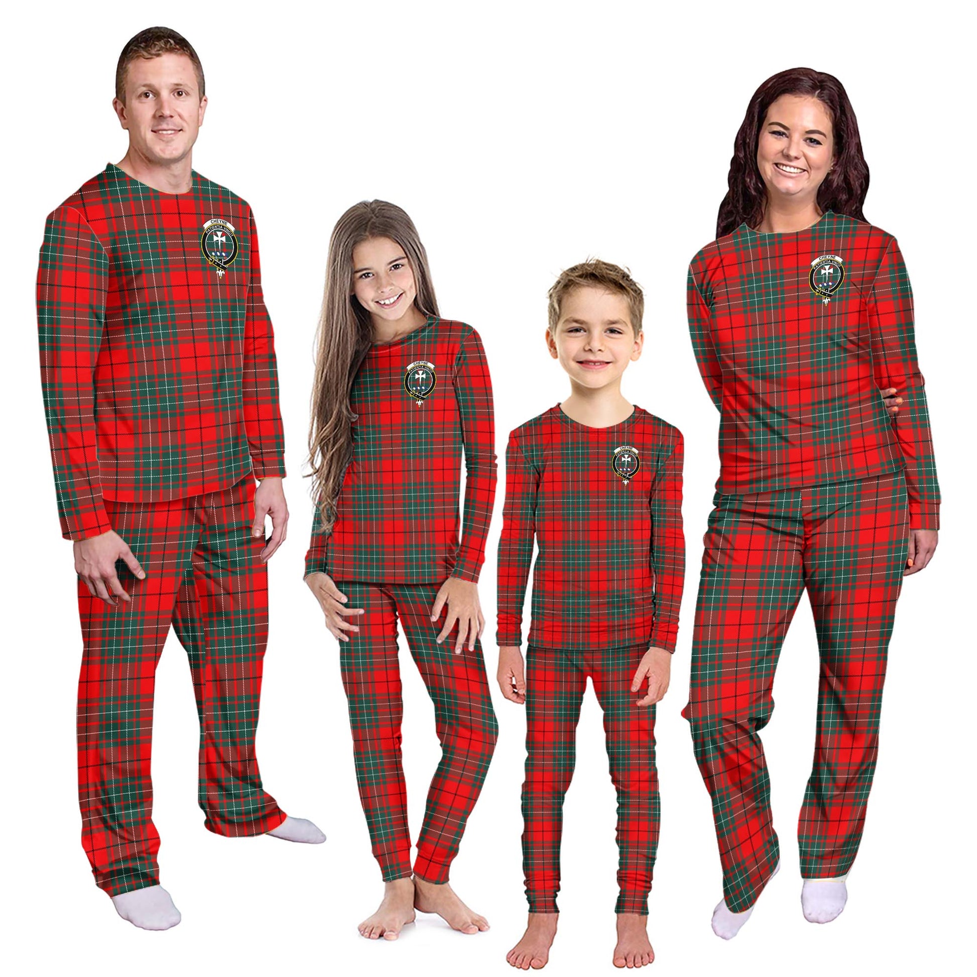 Cheyne Tartan Pajamas Family Set with Family Crest Kid - Tartan Vibes Clothing