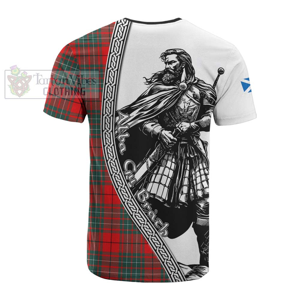 Cheyne Tartan Clan Crest Cotton T-shirt with Highlander Warrior Celtic Style