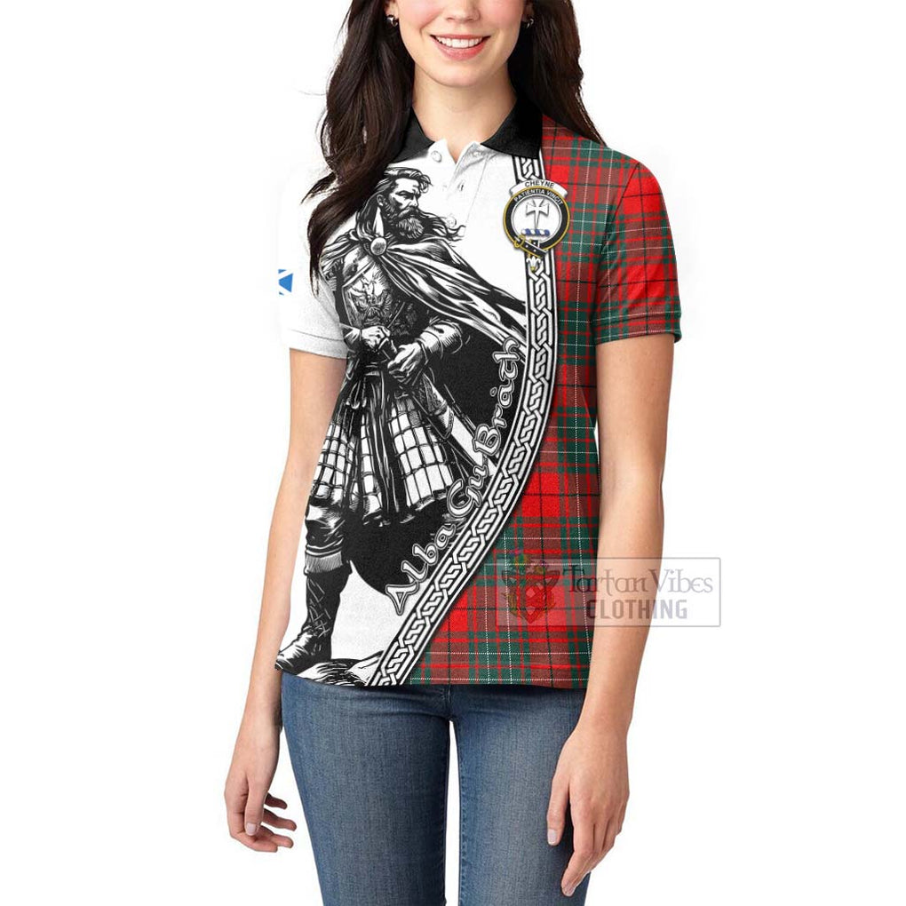 Tartan Vibes Clothing Cheyne Tartan Clan Crest Women's Polo Shirt with Highlander Warrior Celtic Style