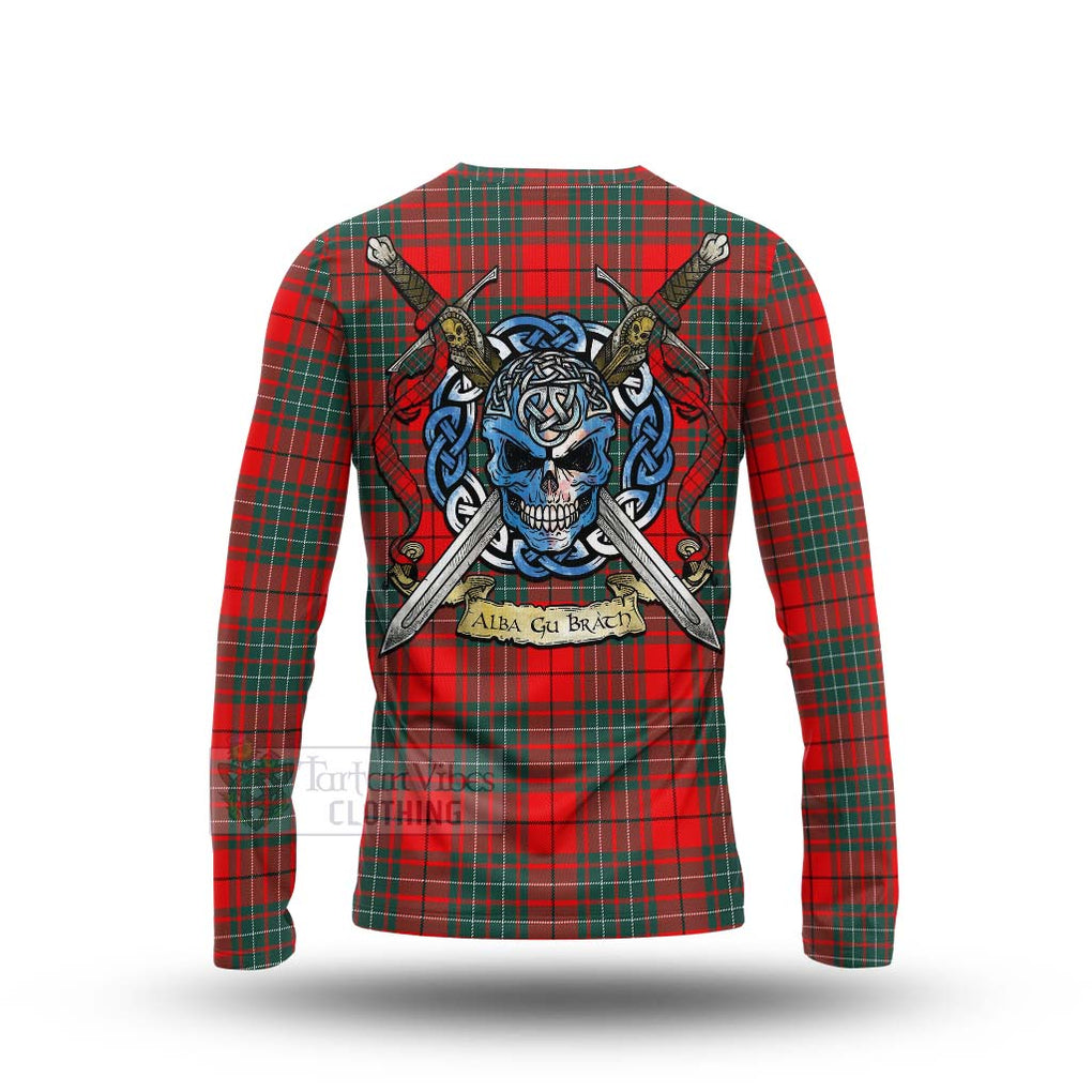 Tartan Vibes Clothing Cheyne Tartan Long Sleeve T-Shirt with Family Crest Celtic Skull Style