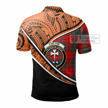 Cheyne Crest Tartan Polo Shirt with Polynesian Vibes Style - Orange Version