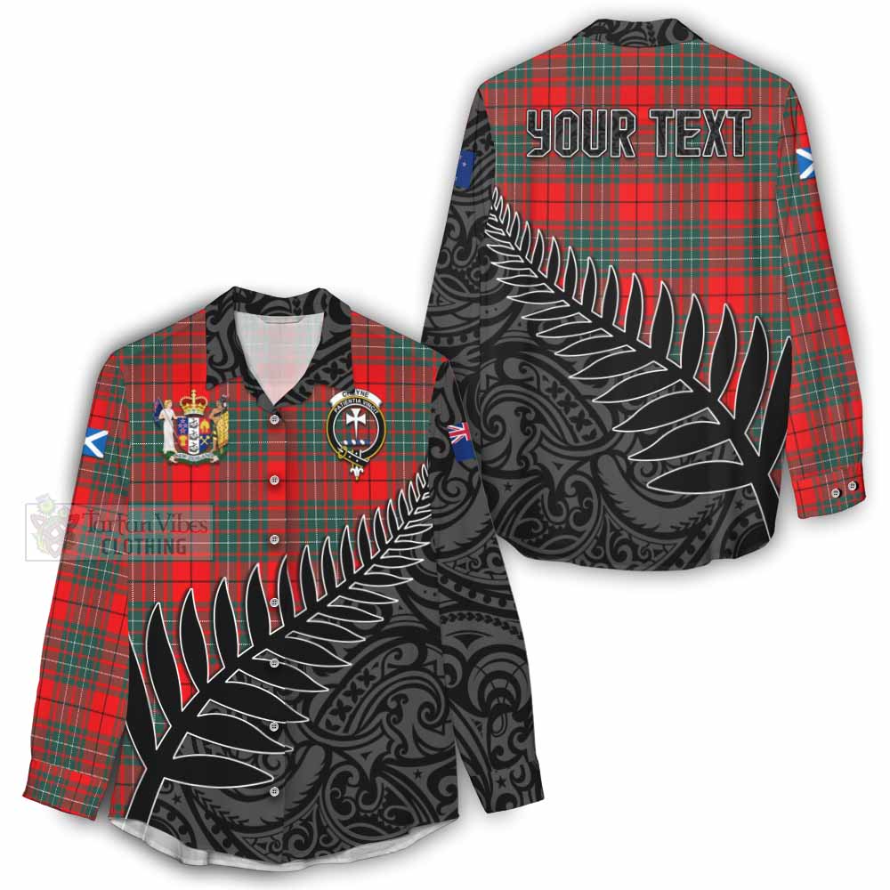 Tartan Vibes Clothing Cheyne Crest Tartan Women's Casual Shirt with New Zealand Silver Fern Half Style