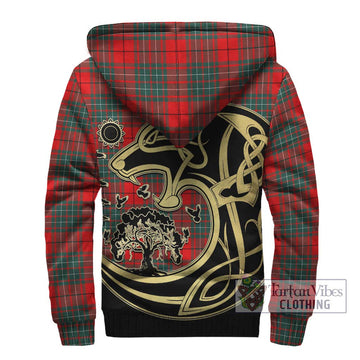 Cheyne Tartan Sherpa Hoodie with Family Crest Celtic Wolf Style