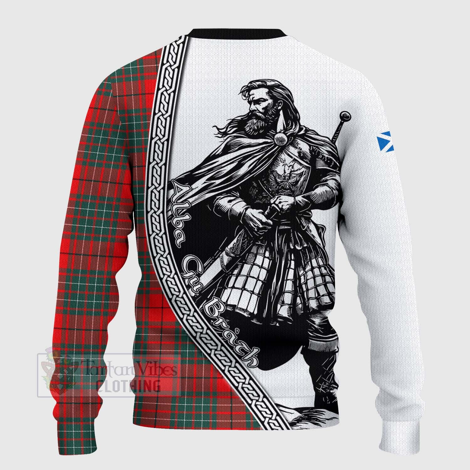 Tartan Vibes Clothing Cheyne Tartan Clan Crest Knitted Sweater with Highlander Warrior Celtic Style