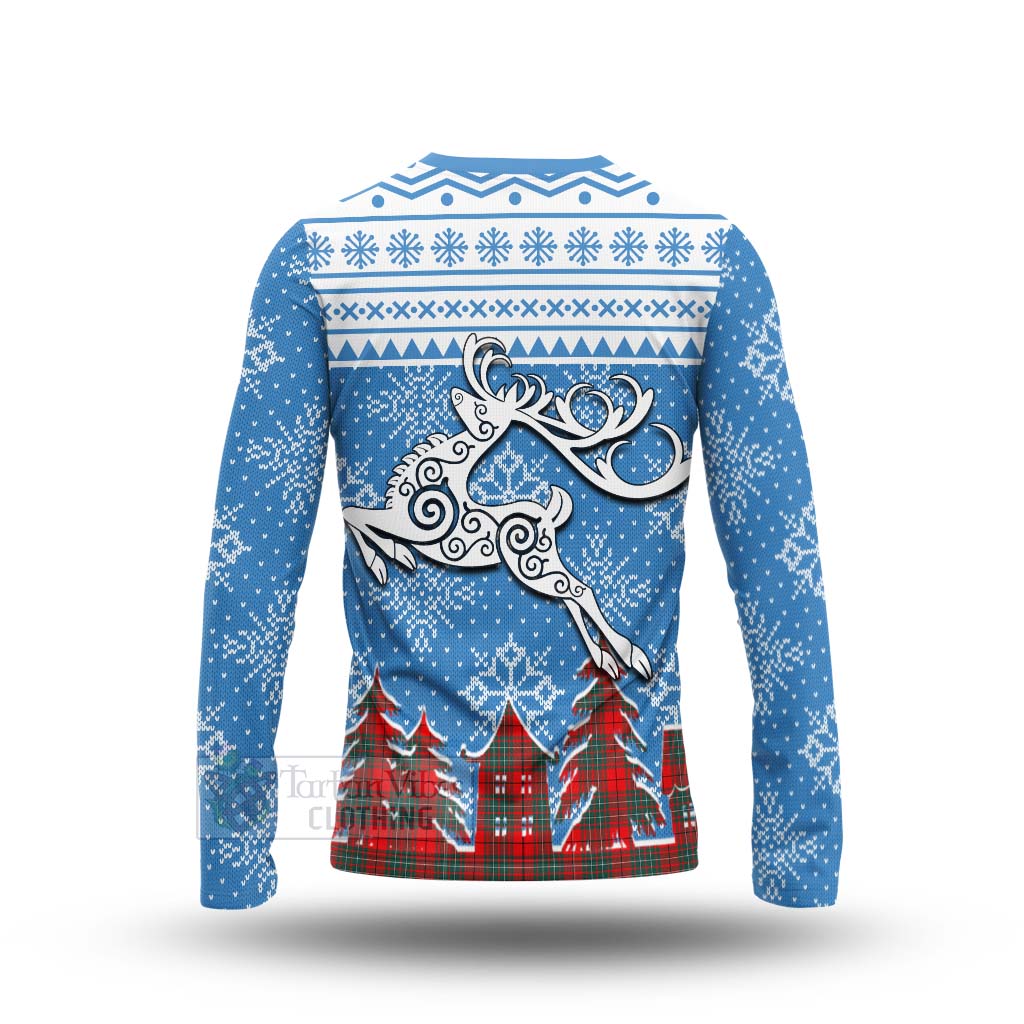 Tartan Vibes Clothing Cheyne Clan Christmas Long Sleeve T-Shirt Celtic Reindeer Style