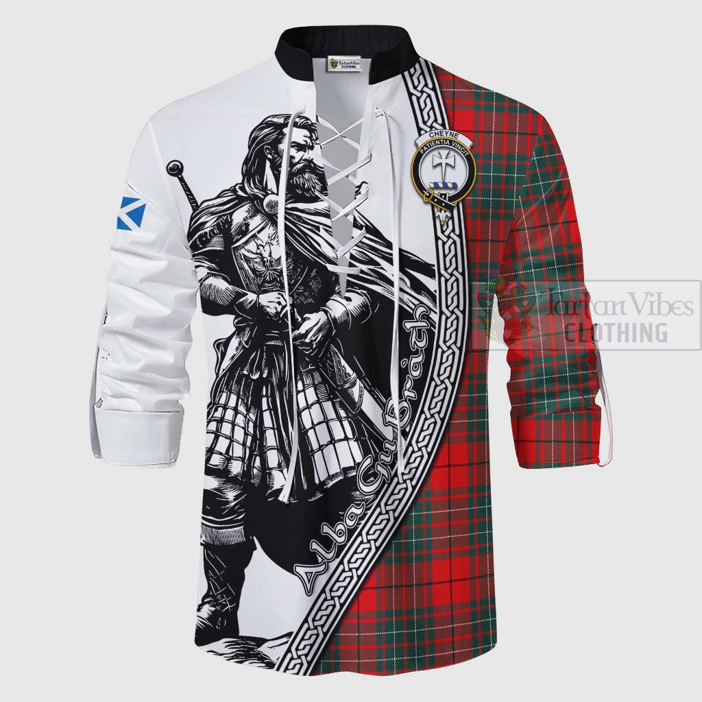 Tartan Vibes Clothing Cheyne Tartan Clan Crest Ghillie Kilt Shirt with Highlander Warrior Celtic Style