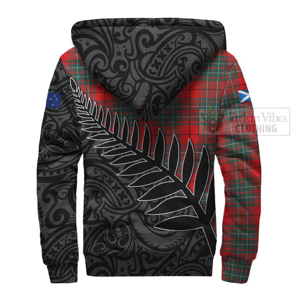 Tartan Vibes Clothing Cheyne Crest Tartan Sherpa Hoodie with New Zealand Silver Fern Half Style