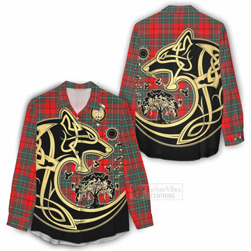 Cheyne Tartan Women's Casual Shirt with Family Crest Celtic Wolf Style