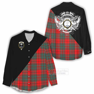 Cheyne Tartan Women's Casual Shirt with Family Crest and Military Logo Style