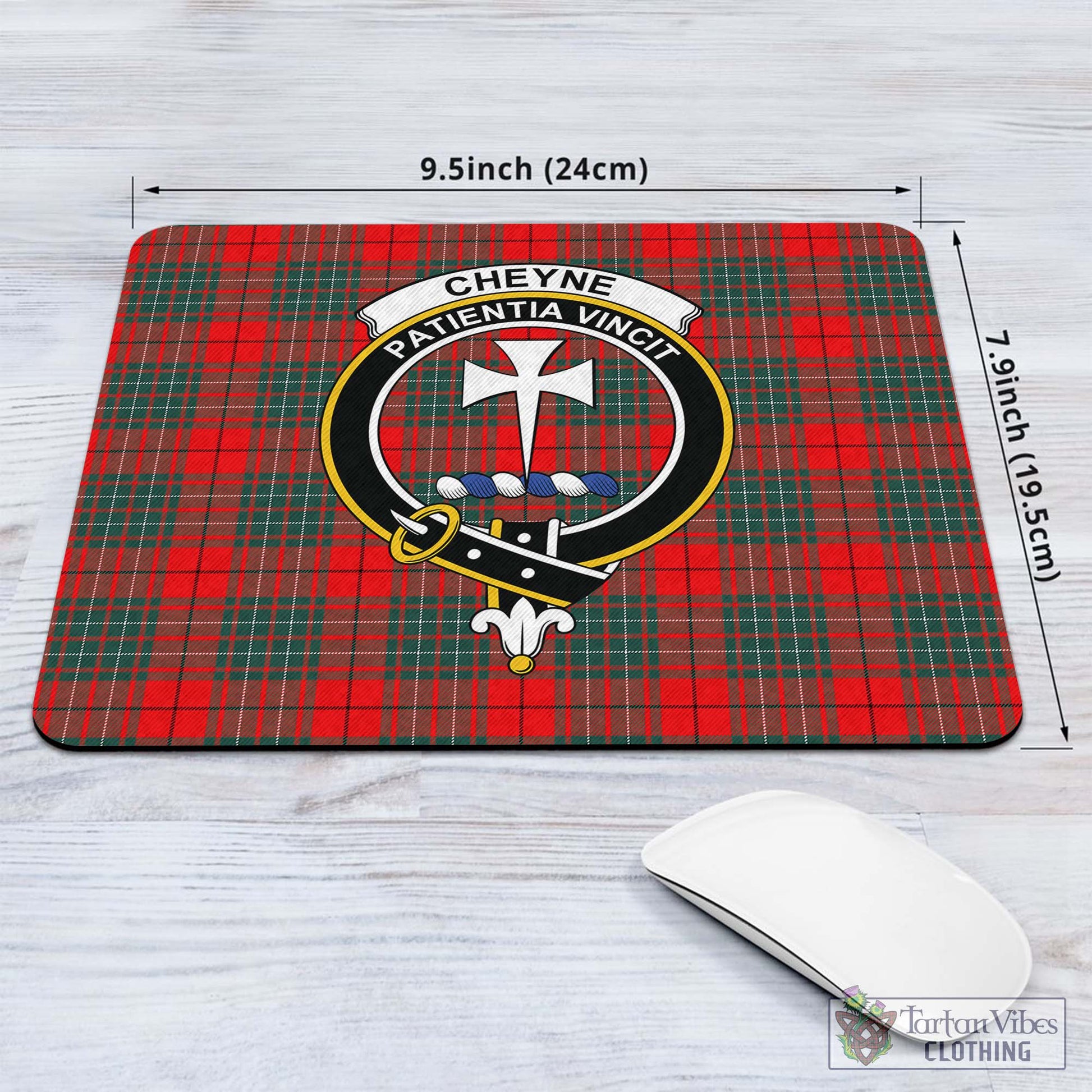 Tartan Vibes Clothing Cheyne Tartan Mouse Pad with Family Crest