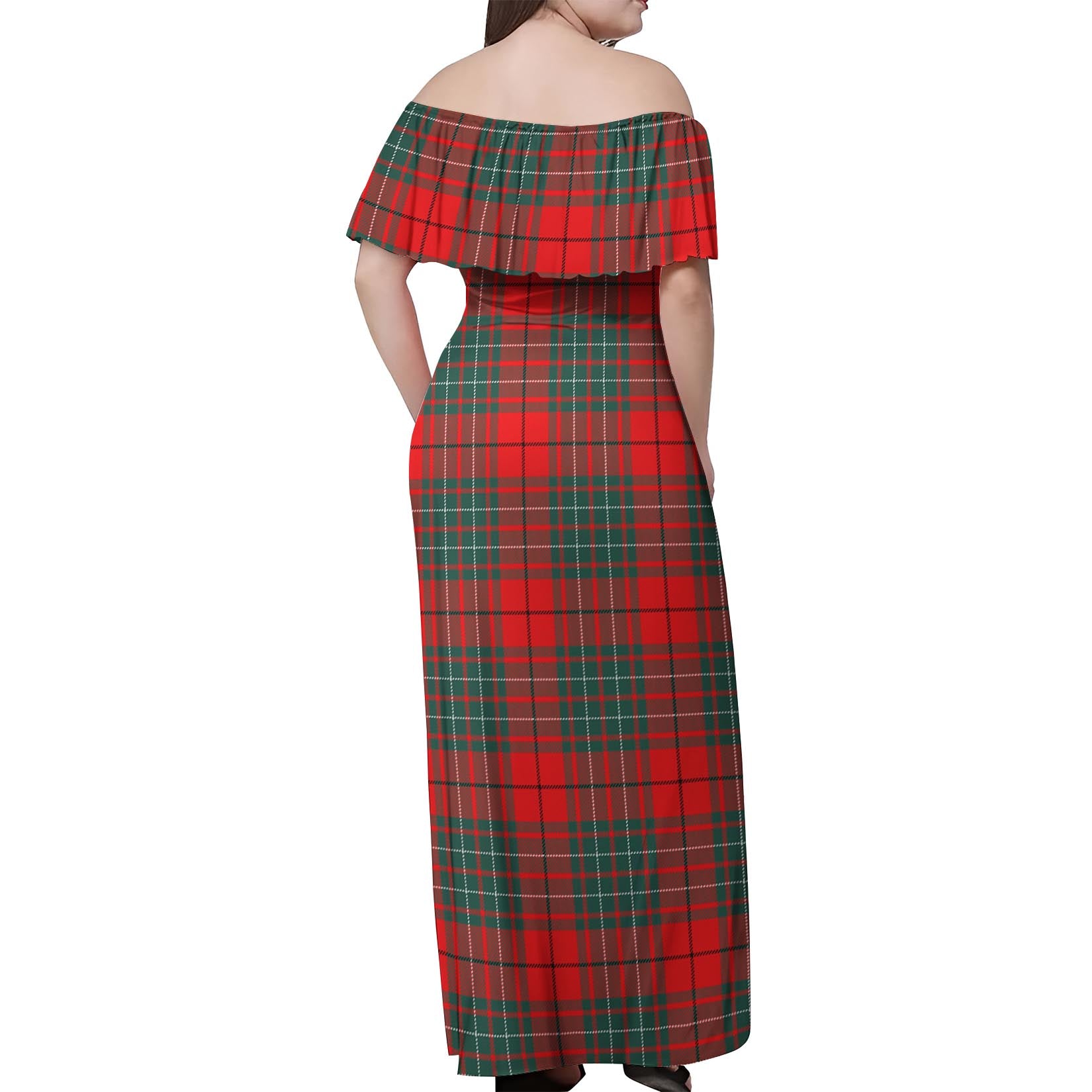 Cheyne Tartan Off Shoulder Long Dress - Tartanvibesclothing