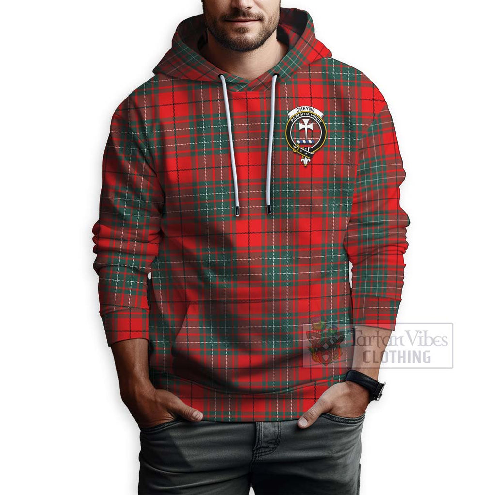 Tartan Vibes Clothing Cheyne Tartan Hoodie with Family Crest and Bearded Skull Holding Bottles of Whiskey