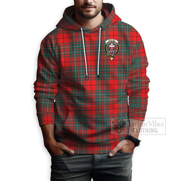 Cheyne Tartan Hoodie with Family Crest and Bearded Skull Holding Bottles of Whiskey