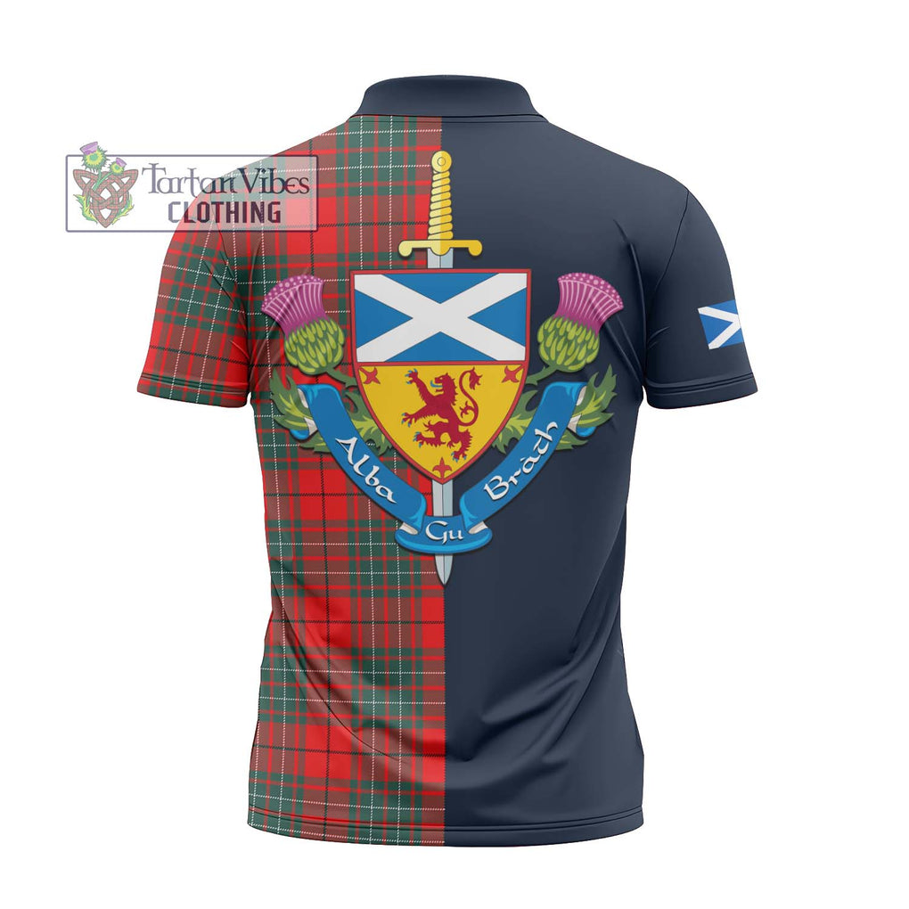 Tartan Vibes Clothing Cheyne Tartan Zipper Polo Shirt with Scottish Lion Royal Arm Half Style