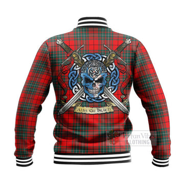 Cheyne Tartan Baseball Jacket with Family Crest Celtic Skull Style