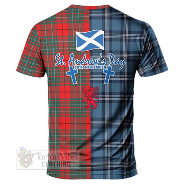 Cheyne Tartan T-Shirt Happy St. Andrew's Day Half Tartan Style