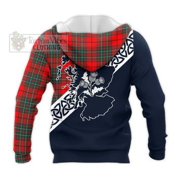 Cheyne Tartan Knitted Hoodie Featuring Thistle and Scotland Map