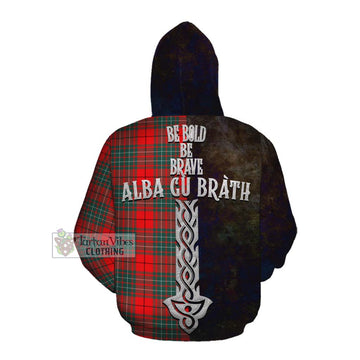 Cheyne Tartan Family Crest Cotton Hoodie Alba Gu Brath Be Brave Lion Ancient Style Pullover Hoodie - Tartan Vibes Clothing