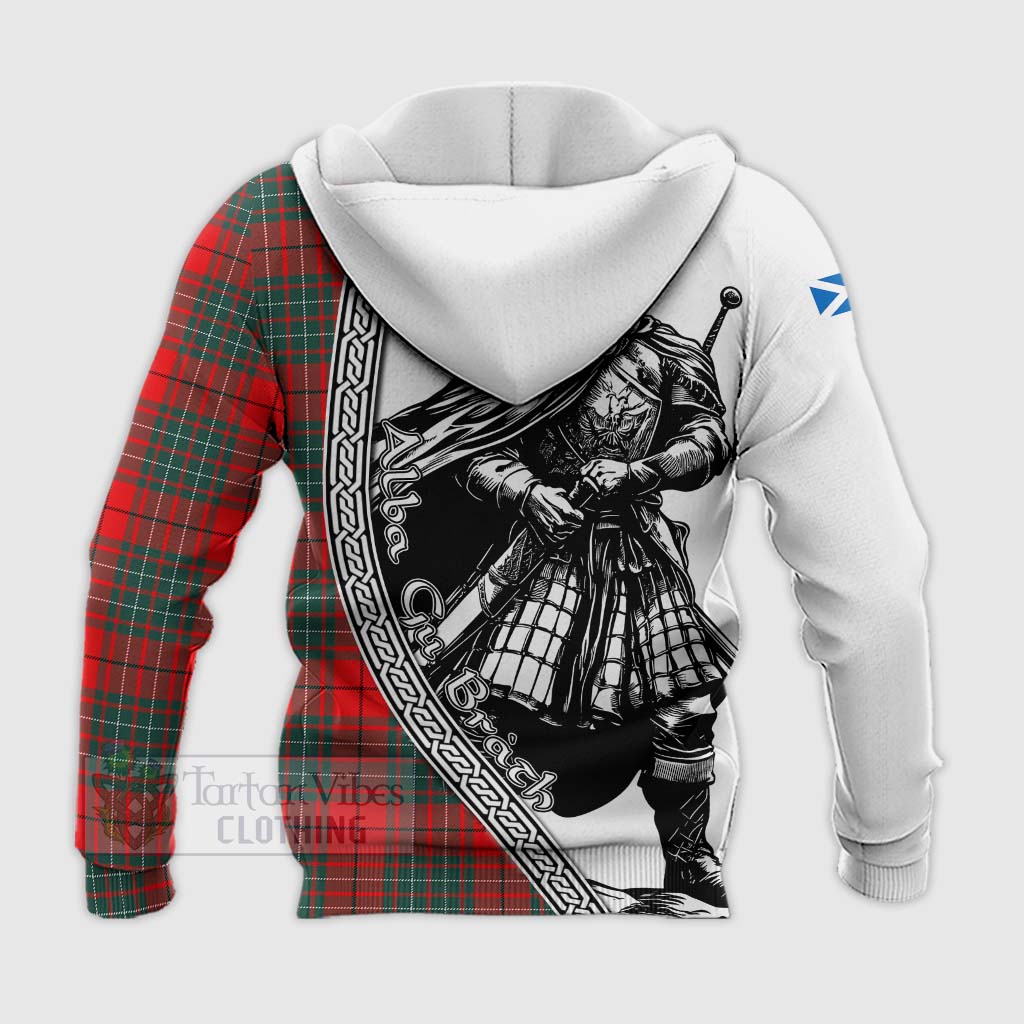 Tartan Vibes Clothing Cheyne Tartan Clan Crest Knitted Hoodie with Highlander Warrior Celtic Style