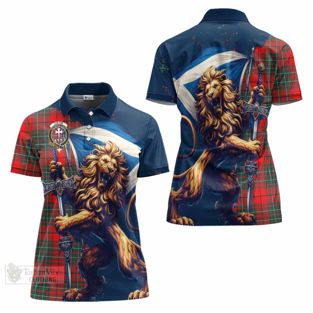 Tartan Vibes Clothing Cheyne Tartan Family Crest Women's Polo Shirt with Scottish Majestic Lion