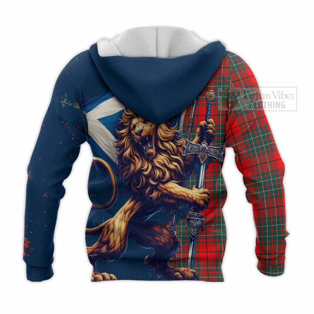 Tartan Vibes Clothing Cheyne Tartan Family Crest Knitted Hoodie with Scottish Majestic Lion