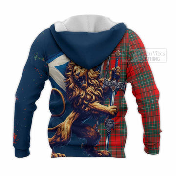 Cheyne Tartan Family Crest Knitted Hoodie with Scottish Majestic Lion