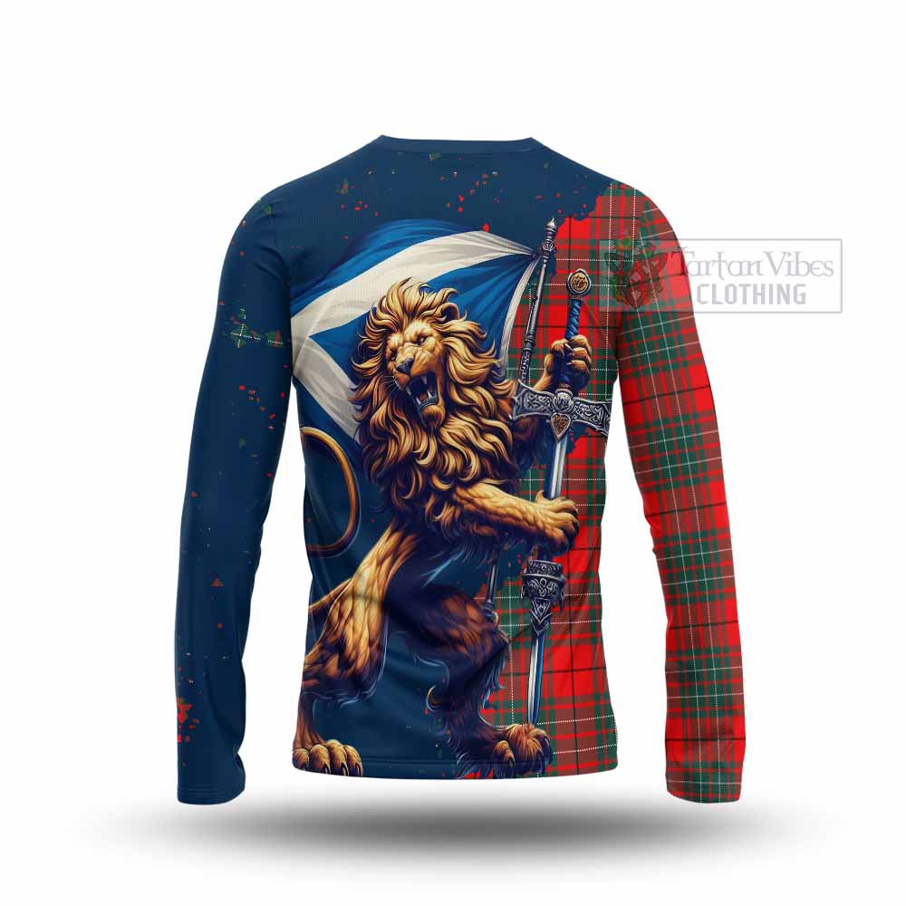 Tartan Vibes Clothing Cheyne Tartan Family Crest Long Sleeve T-Shirt with Scottish Majestic Lion