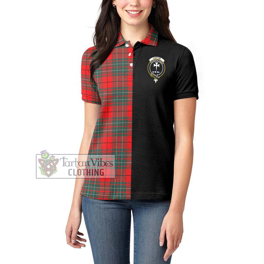 Cheyne Tartan Women's Polo Shirt with Family Crest and Half Of Me Style - Tartanvibesclothing Shop